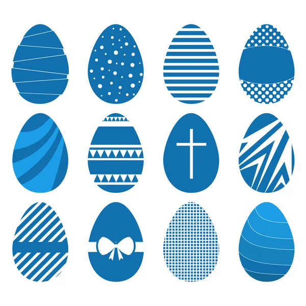 Set of twelve easter eggs in flat geometric style — Stock Vector