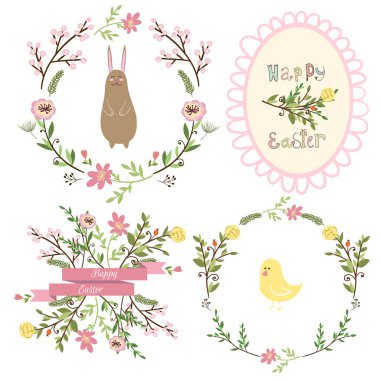 Set of easter frames and elements