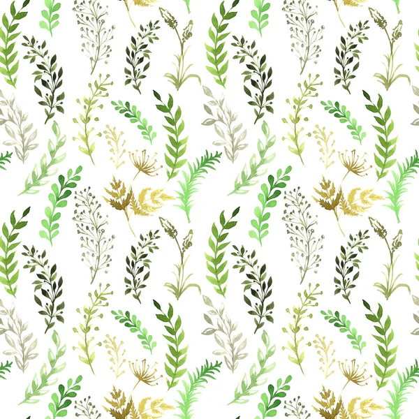 Seamless pattern with silhouettes of flowers and grass, drawing by watercolor, hand drawn illustration — Stock Photo, Image