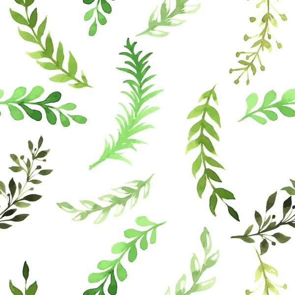 Vector seamless mönster med silhuetter av blommor och gräs, teckning av akvarell, hand dras illustration — Stock vektor