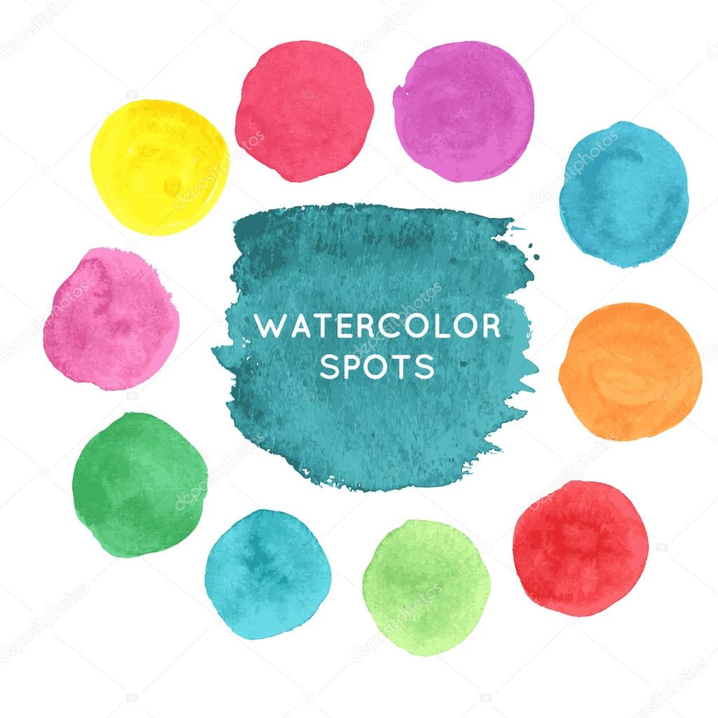 Watercolor hand painted spots set