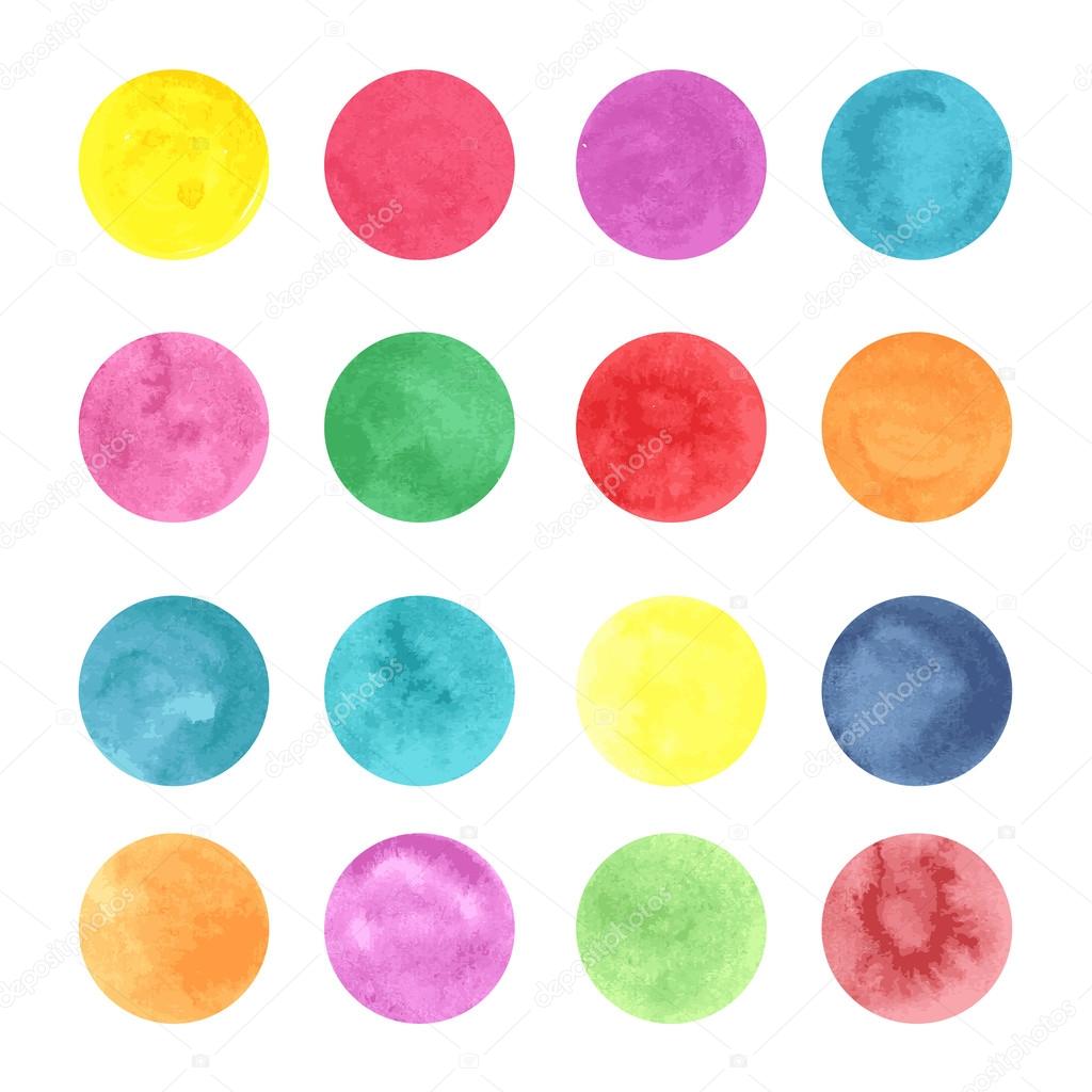 Round watercolor spots. Different colors.