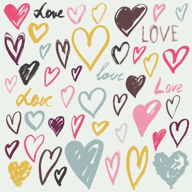 Vektör kalpler ayarlandı. El çizimi.