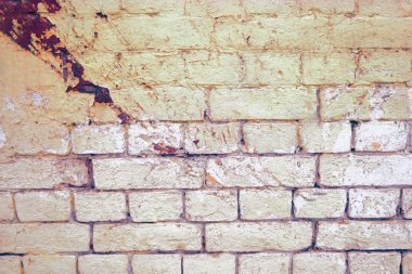 Gri tuğla duvar arka plan veya doku için iki renkte boyalı yıpranmış