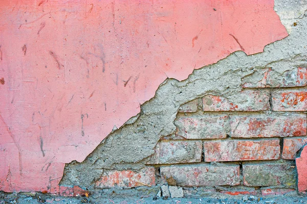 Baksteen en geschilderde betonnen wand — Stockfoto