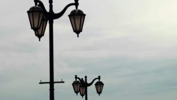 Vintage street lamps — Stock Video