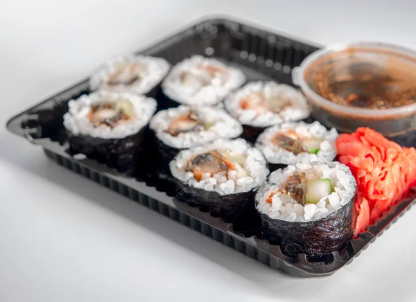 Open Sushi delivery box — Stock Photo, Image