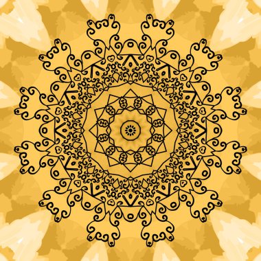 Mandala Sorunsuz suluboya doku üzerine baskı.