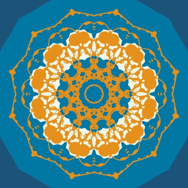 Yuvarlak dantel desenli mavi ve turuncu Dikişsiz soyut arka plan.