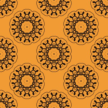 Oryantal kına boyama dayalı simetrik dikişsiz duvar kağıdı deseni.