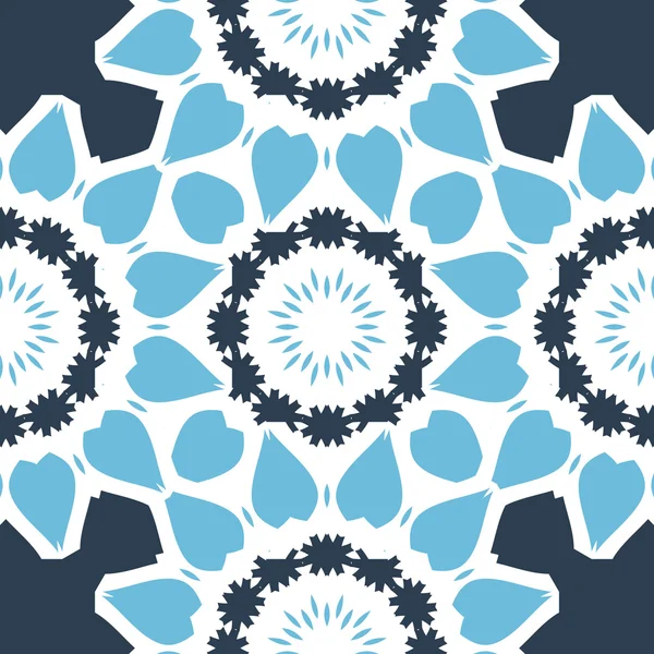 Seamless Print in blue color with stylized triangles looks like oriental mandala art — Διανυσματικό Αρχείο