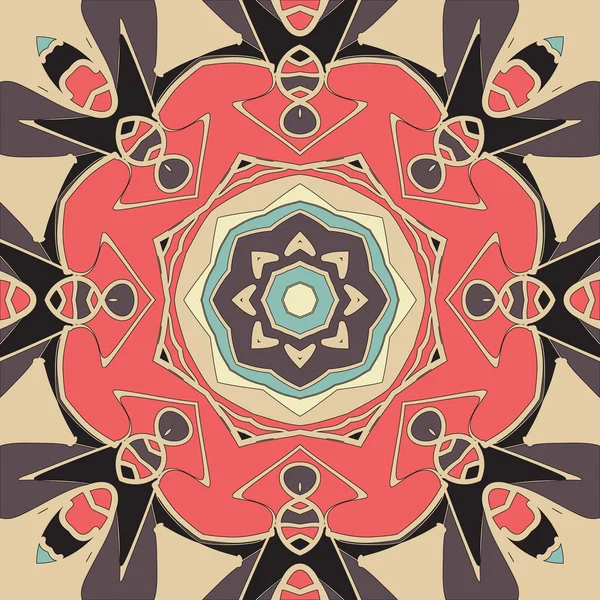 Bezszwowa Mandala różowy kolor karty okolicznościowe, broszura, karta lub zaproszenie z islamskim, arabskim, Indian, osmańskich, azjatyckich motywów. Streszczenie retro stylizowane Kwiaty Tapety — Wektor stockowy
