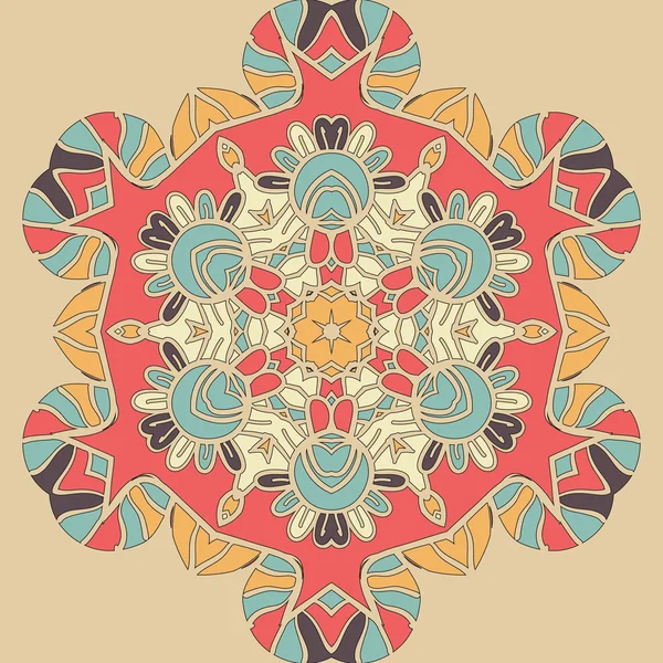 Bright coloured seamless mandala. Pink, orange and blue colors