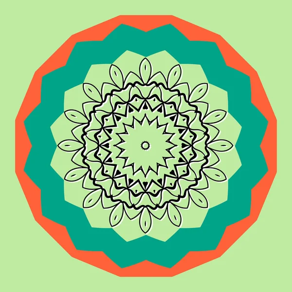 Mandala en contornos dentro de marco redondo — Vector de stock