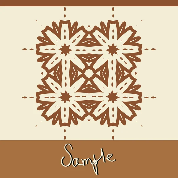 Brown ornamental Print in oriental style, handmade vintage template for invitation — ストックベクタ