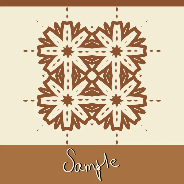 Brown ornamental Print in oriental style, handmade vintage template for invitation — 图库矢量图片