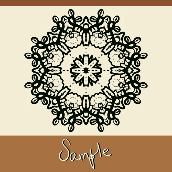 Invitation cover with mandala like oriental outlined lace — ストックベクタ