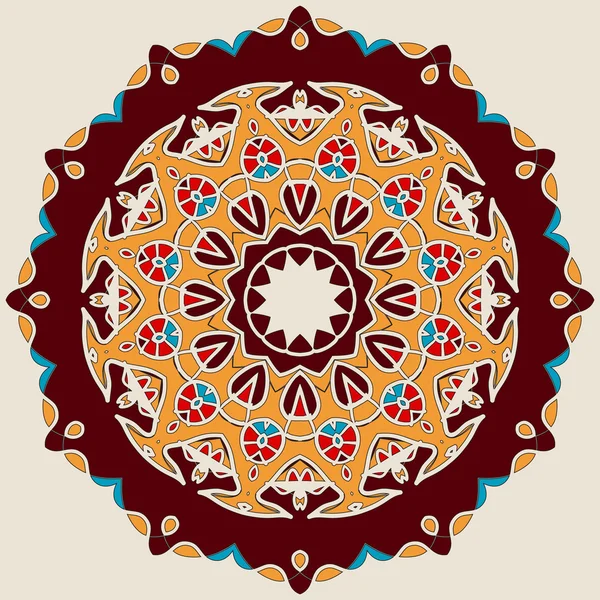Brown Mandala. Stylized Oriental DEsign — Stok Vektör