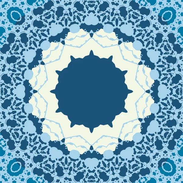 Blue Seamless abstract background with round lace pattern. — Stock Vector