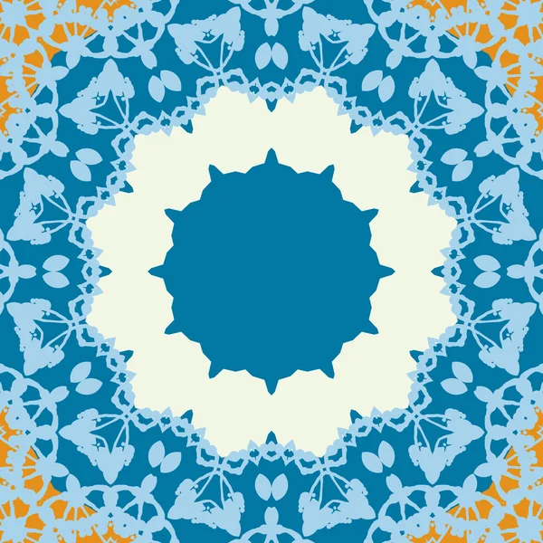 Blue Round Frame Seamless abstract background with round lace pattern. — Stock Vector