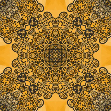 Kına suluboya Doku Simetrik Dikişsiz Mandala Baskı. Sonsuz doku vintage dekoratif unsur. Elle çizilmiş arka plan. İslam, Arap, Hint, Asya, Osmanlı motifleri