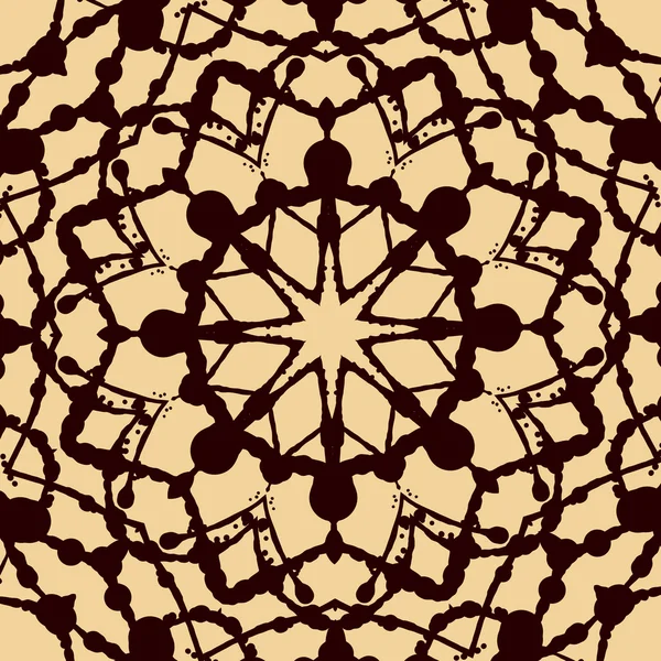 Modèle sans couture dans un style oriental fait de blobs. Fond ornemental brun avec élément mandala. Motif islamique, arabe, asiatique — Image vectorielle