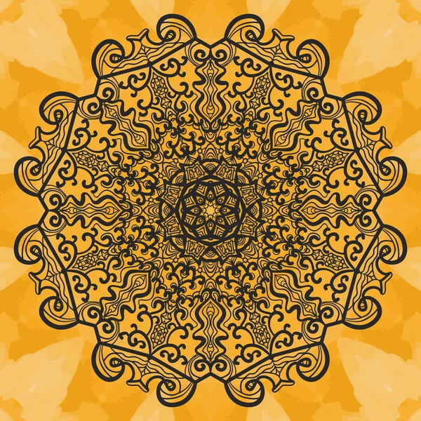 Mandala-like open-work on seamless texture. Hand-drawn new-age pattern round lace pattern. Abstract vector tribal ethnic yoga yantra background endless tile. — Stock Vector