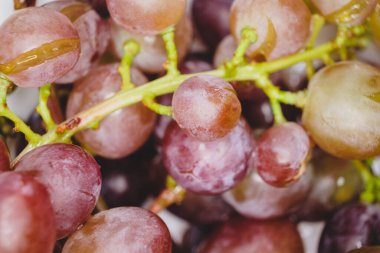 Bir sürü olgunlaşmış meyveli makro üzüm resmi.