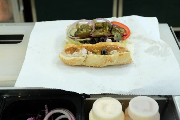 Preparing a sandwich — Stock Photo, Image