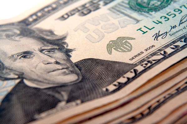 Portret van jackson op de voorgrond de dollar bill — Stockfoto