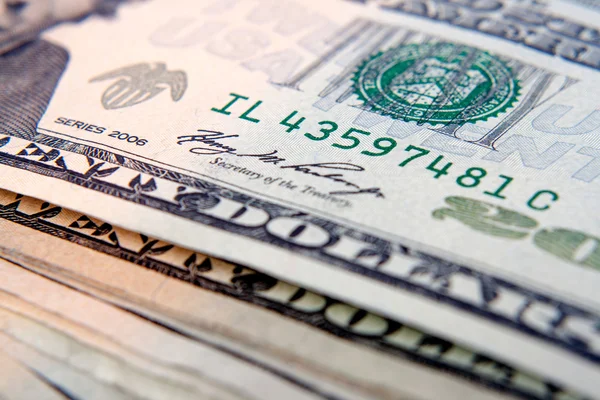 Macro shot with twenty dollar bill — Stock Photo, Image