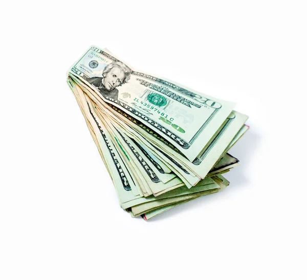 Twenty dollars bill. Wide angle view. Isolated on white. Business concept — Stock Photo, Image