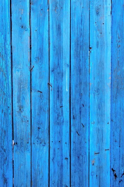 Blue planks. Old wooden plank painted in bright blue color — Stock Photo, Image