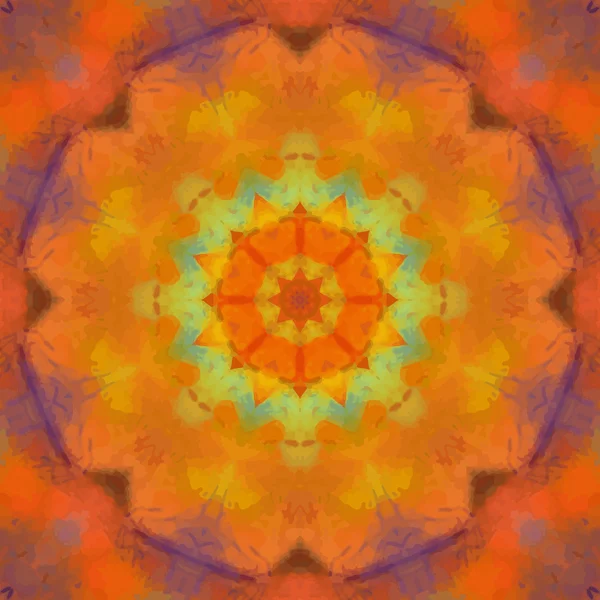 Oranžový akvarel mandala design. Indický Chackra koncepce. Design mehndi jóga — Stockový vektor