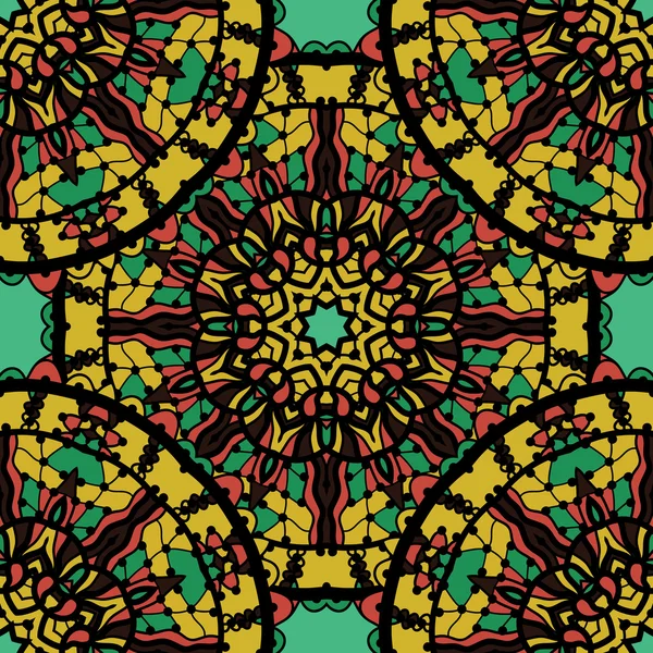 Mandala orné sur fond vert — Image vectorielle