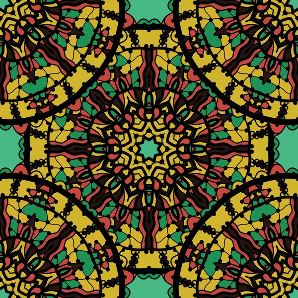 Mandala adornado sobre fondo verde — Archivo Imágenes Vectoriales