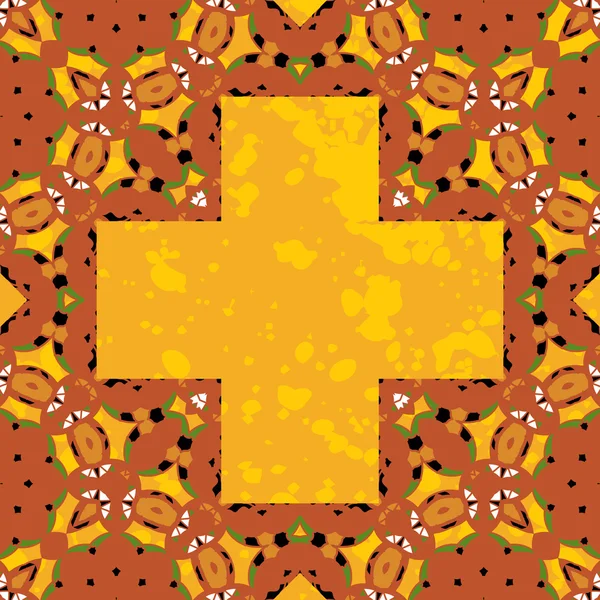 Ornate orient stylized mandala in the shape cross frame a lot of copyspace — Stock Vector