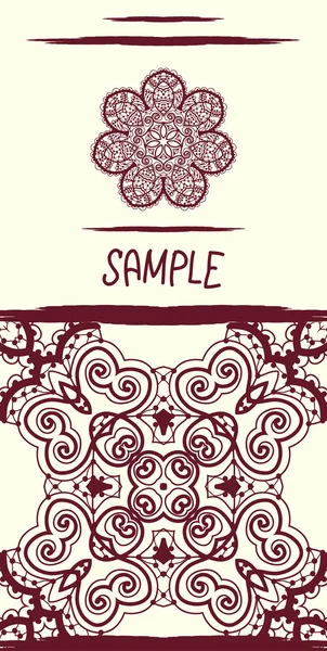 Tarjeta de invitación en estilo tribal oriental. Mandala como flor y — Archivo Imágenes Vectoriales