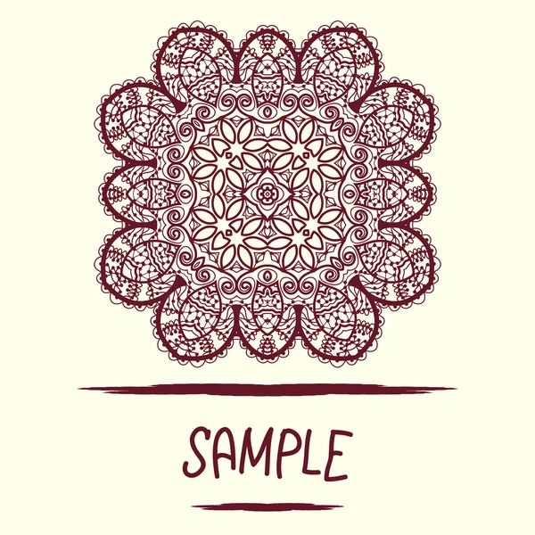 Mandala based invitation card design in oriental style. Vintage decorative tribal art. Hand drawn elements — Stock Vector