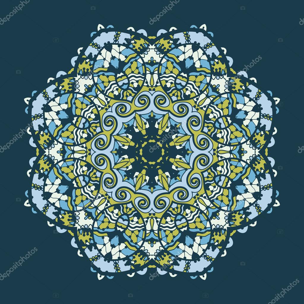 Disegno di mandala di vettore arabesco islamica in tonalit  di colore blu Arte astratta orientale stilizzato — Vettoriali di mettus