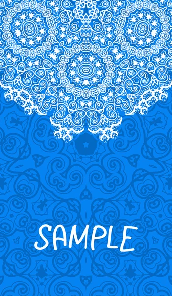 チラシ、結婚式招待状のカード。垂直バナー。ブルーの色で部族のデザイン。アジア インド モチーフ liginoru — ストックベクタ