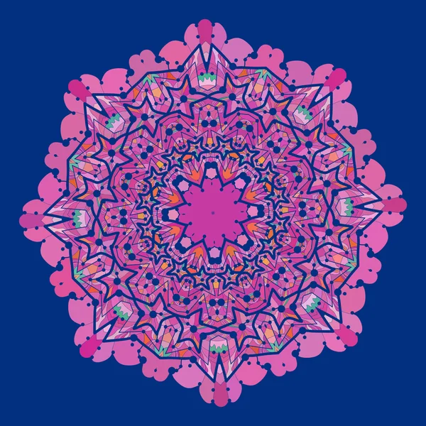 Prydnads färgglada vector mandala violett och rosa färg. Vintage dekorativa element. Hand dras tribal stil yantra blomma. Rackarn mall orientaliska motiv — Stock vektor