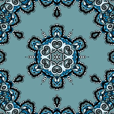 Mavi sorunsuz mandala, aşiret oryantal tarzda liginoru tasarımında flayer