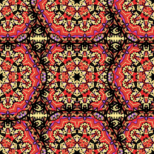 Modèle Arabesque sans couture. Ornement de cercle de motif sans couture en couleur rouge — Image vectorielle