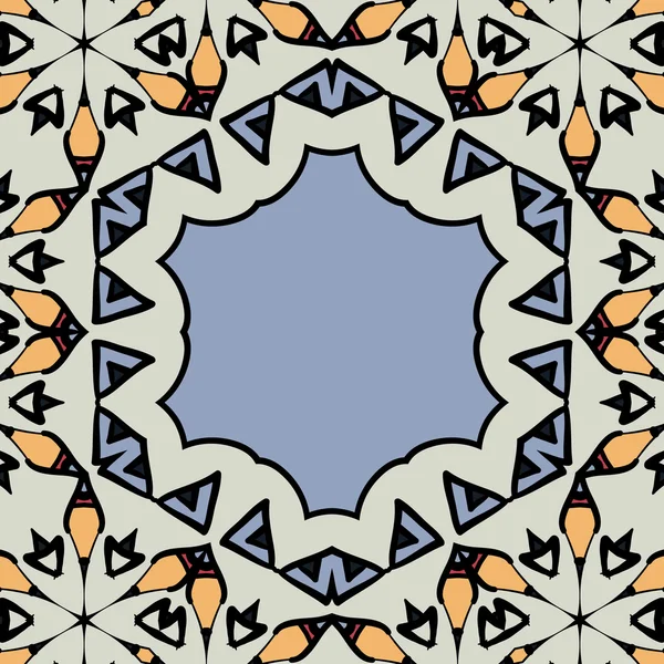 Декоративна рамка кордону з копійкою. Мандала як стилізований шестикутний мотив — стоковий вектор