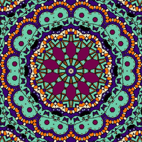 Cercle décoratif motif décoratif sans couture dans la couleur verte et rouge — Image vectorielle