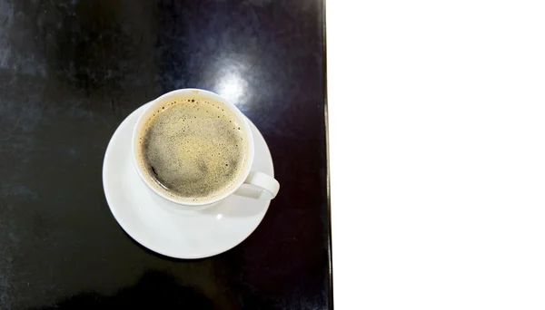 Xícara de café na mesa de cima vista — Fotografia de Stock