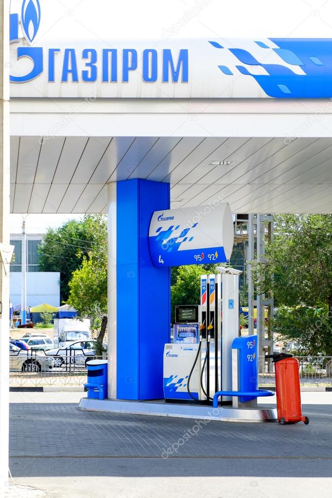 ASTRAKHAN,  RUSSIA - August 16, 2014: Petrol station with Gazprom Company logo in ASTRAKHAN,  RUSSIA on August 16, 2014