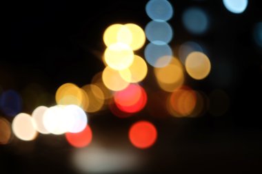 Bokeh renk gece ışık arka plan bulanık. Renkli arka plan ile ufuk ışık.