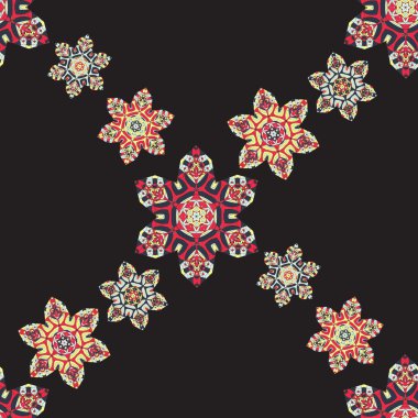 Seamless Stylized flowers Wallpaper. Round frame Mandala. Circular Ornamental Pattern. Vintage decorative elements. Hand drawn background. Islamic, Arabic, Indian, Ottoman, Asian motifs. Endless